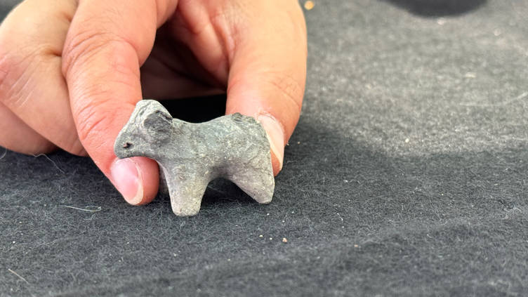 A miniature bull figurine
