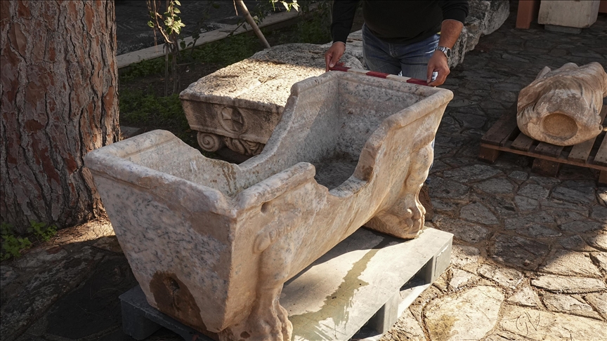 A Roman Elite’s Marble Bathtub Reused as a Fountain Trough Discovered at Ephesus