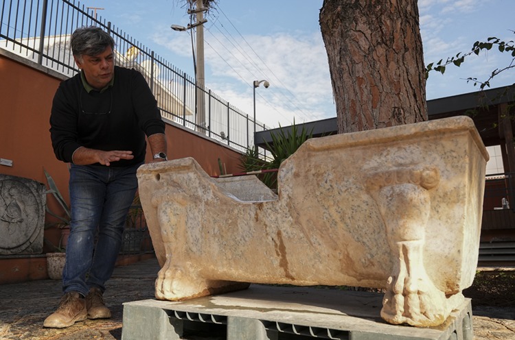 A Roman Elite’s Marble Bathtub Reused as a Fountain Trough Discovered at Ephesus