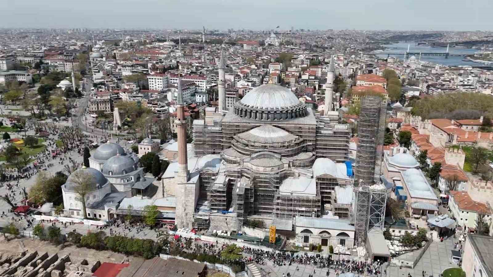 Historic Restoration at Hagia Sophia Grand Mosque: Main Dome Under Renovation