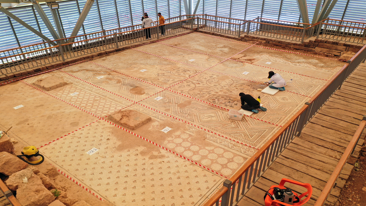 Conservation Underway on 1,500-Year-Old Mosaic in Türkiye’s Ancient City of Perre