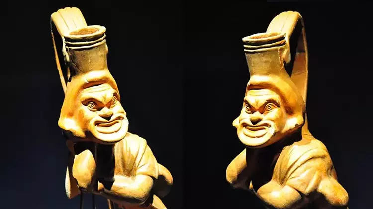 1,800-Year-Old Vase with Masked Actor