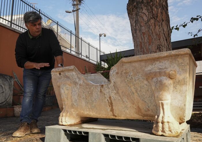 A Roman Elite’s Marble Bathtub Reused as a Fountain Trough Discovered at Ephesus