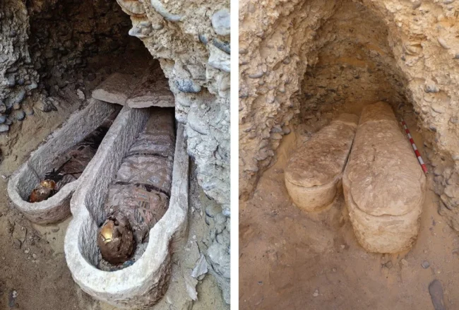 Roman-Era Cemetery in Egypt’s Minya Reveals Gold Tongues and Homer’s Iliad Papyrus